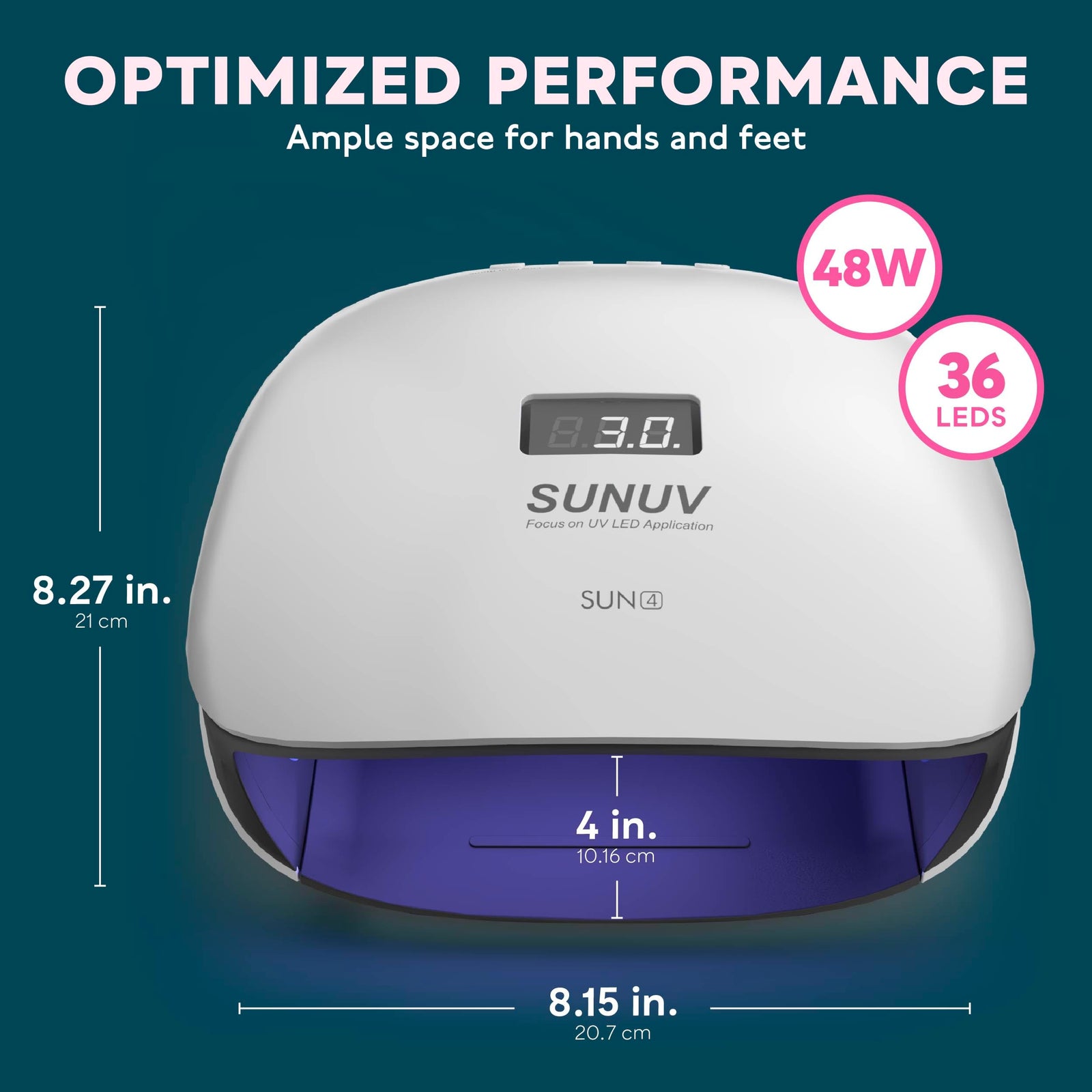 SUNUV SUN4 48W UV LED Nail Lamp, UV Light for Nails, LED UV Lamp for Gel Nails with 4 Timer Settings, Nail Dryer for Gel Polish for Home Salon Black