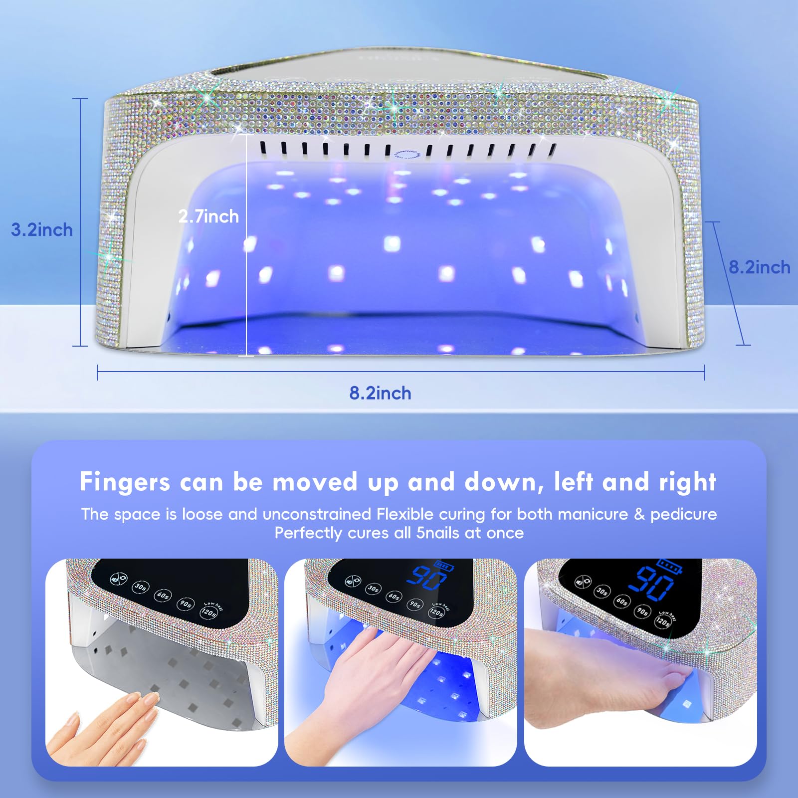 Cordless LED Nail Lamp for Gel Polish - Auto Sensor, 4 Timers, UV Gloves Included | Fast Drying Home & Salon Use