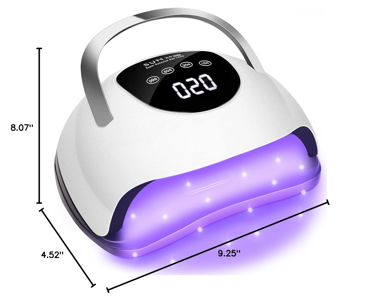 Wisdompark LED Nail Lamp 220W for Gel Nails Fast Curing Dryer with 57pcs Lamp Beads 4 Timers Professional UV Light for Home Salon Nail Art Tools White