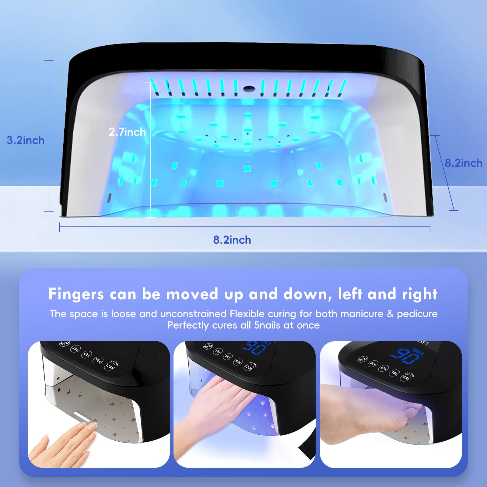 Cordless LED Nail Lamp for Gel Polish - Auto Sensor, 4 Timers, UV Gloves Included | Fast Drying Home & Salon Use