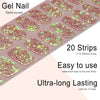 20pcs Semi Cured Gel Nail Strips, Real Nail Polish Art Stickers, Love Adhesive Full Wrap Gel Nail, Waterproof Gel Nail Wrap Stickers with Nail File and Stick（UV/LED Light Required）