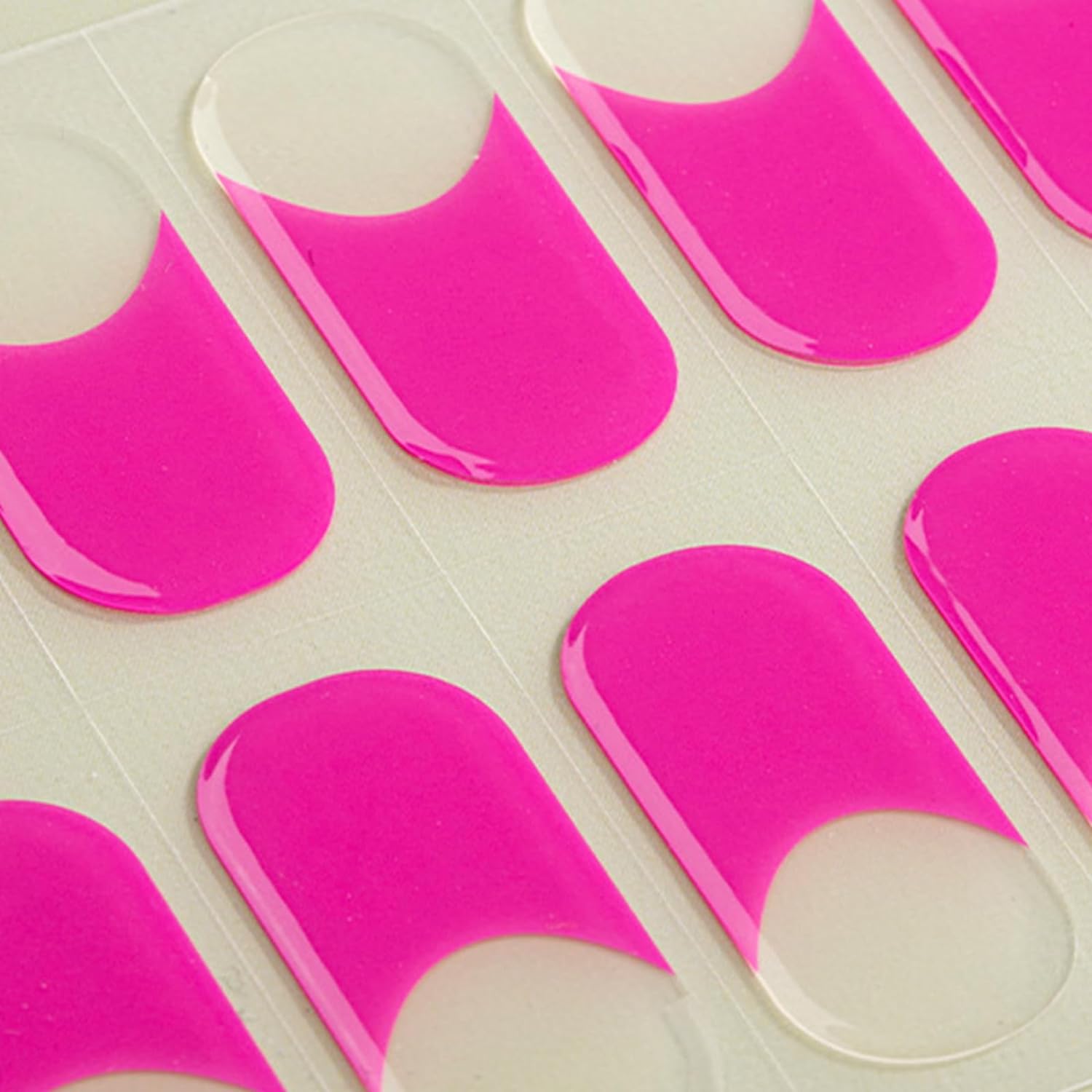 French Gel Nail Stickers Realistic Nail Art with UV Lamp Semi Cured Adhesive for Women