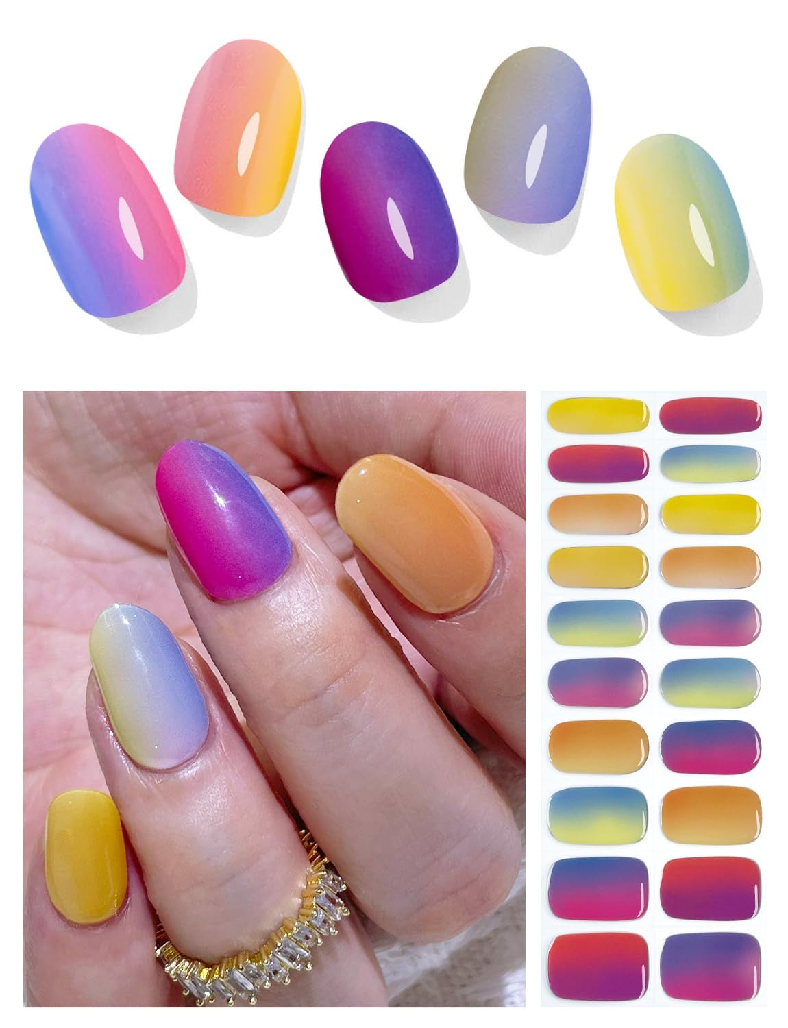 Rainbow Candy Gel Nail Strips