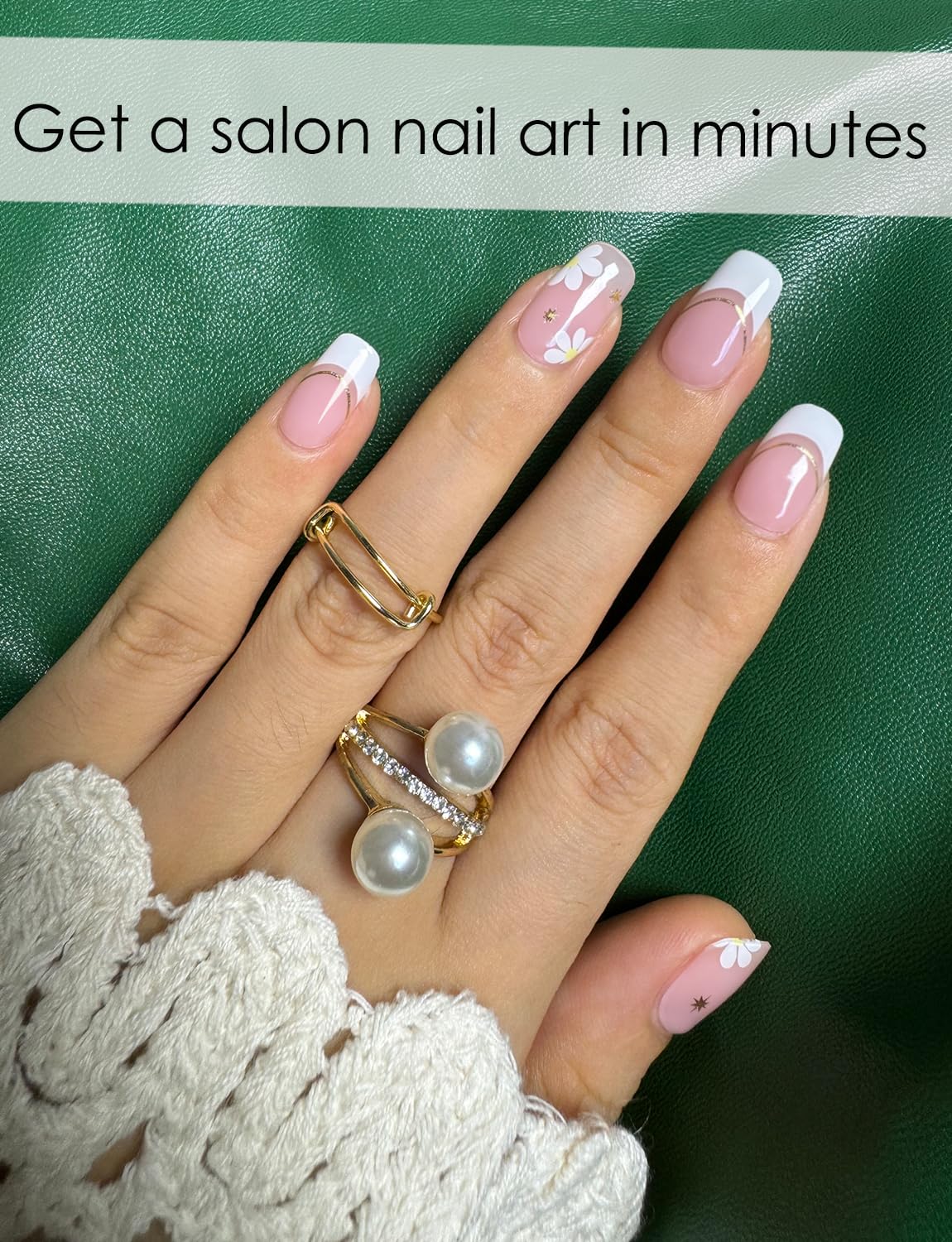 Flower pink French tip