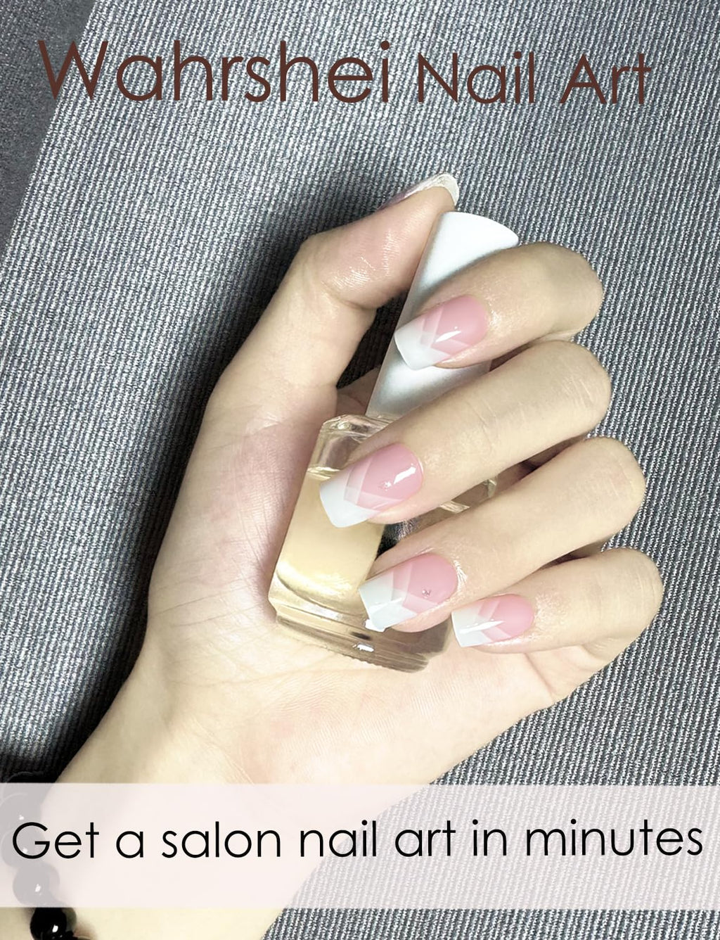 Semi Cured Gel Nail Strips - French Pink Flower Hydrangea Nail Wraps, 20pcs, UV Ready for DIY Nails