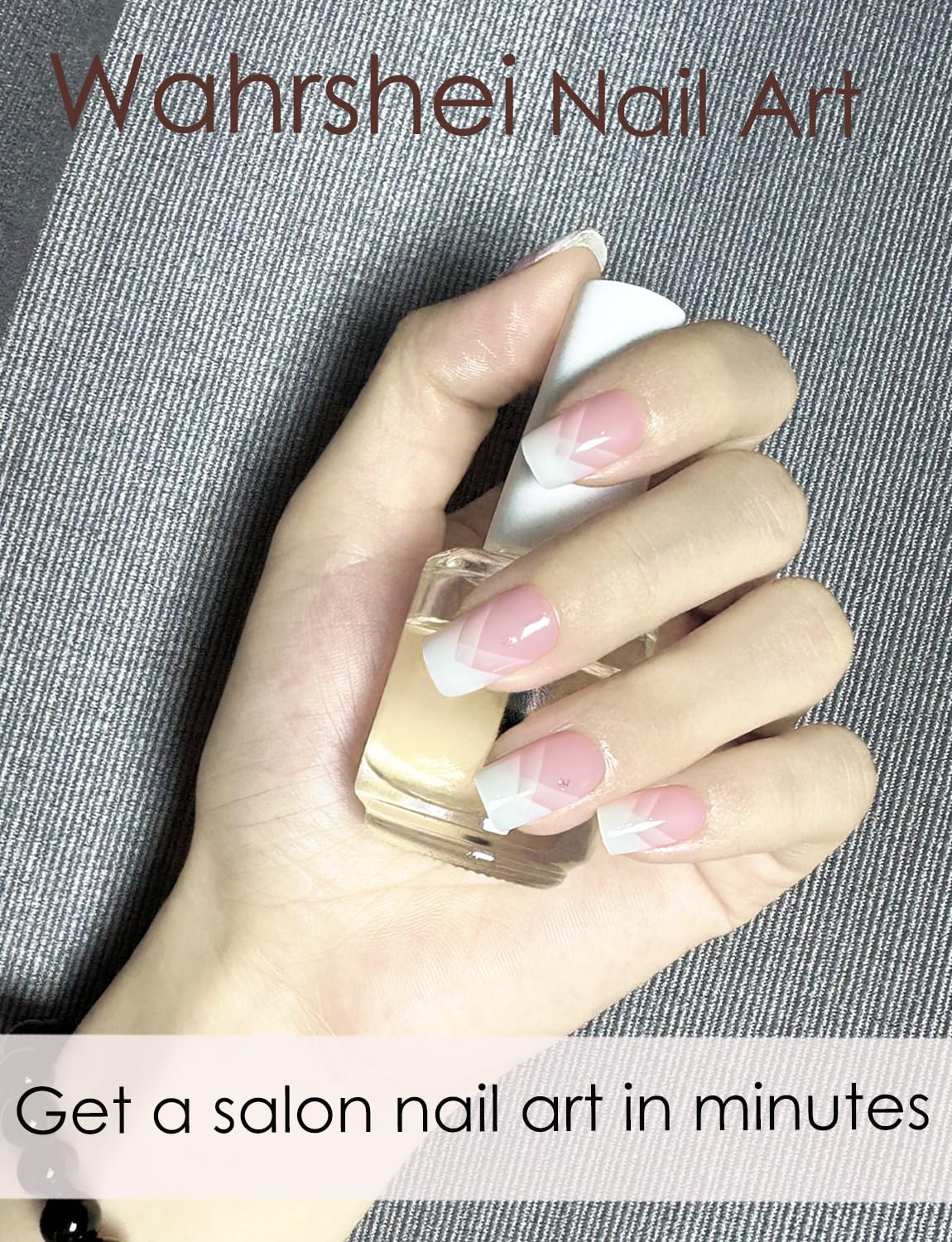 Semi Cured Gel Nail Strips - French Pink Flower Hydrangea Nail Wraps, 20pcs, UV Ready for DIY Nails