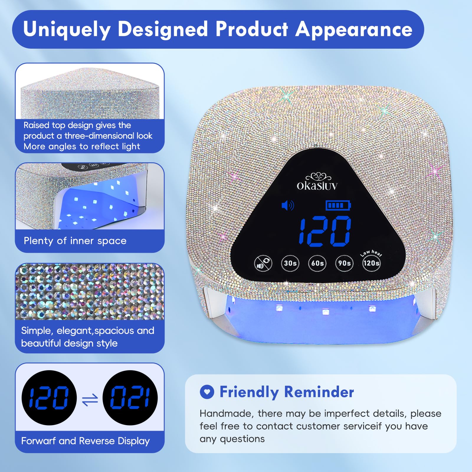 Cordless LED Nail Lamp for Gel Polish - Auto Sensor, 4 Timers, UV Gloves Included | Fast Drying Home & Salon Use