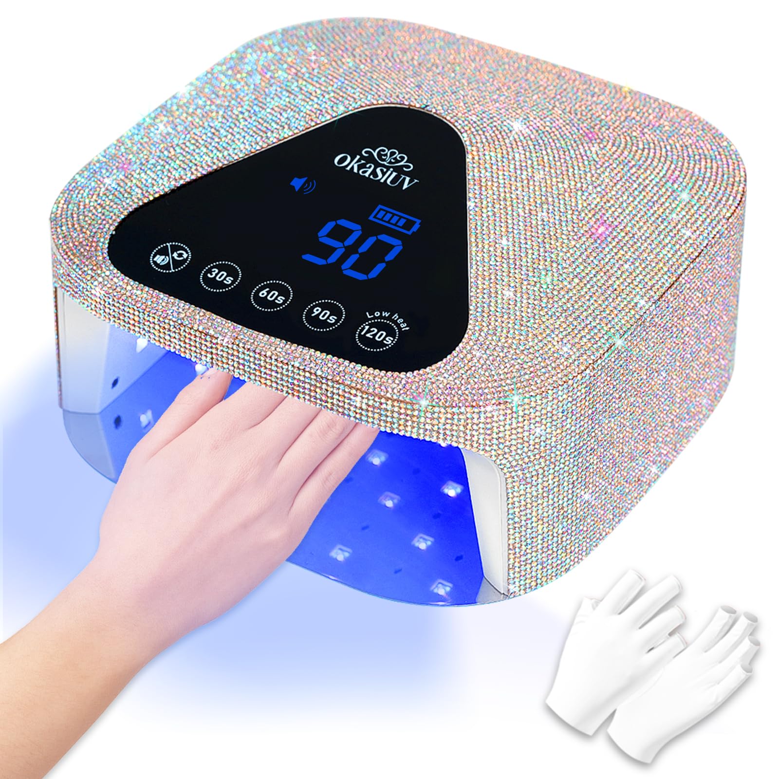 Cordless LED Nail Lamp for Gel Polish - Auto Sensor, 4 Timers, UV Gloves Included | Fast Drying Home & Salon Use