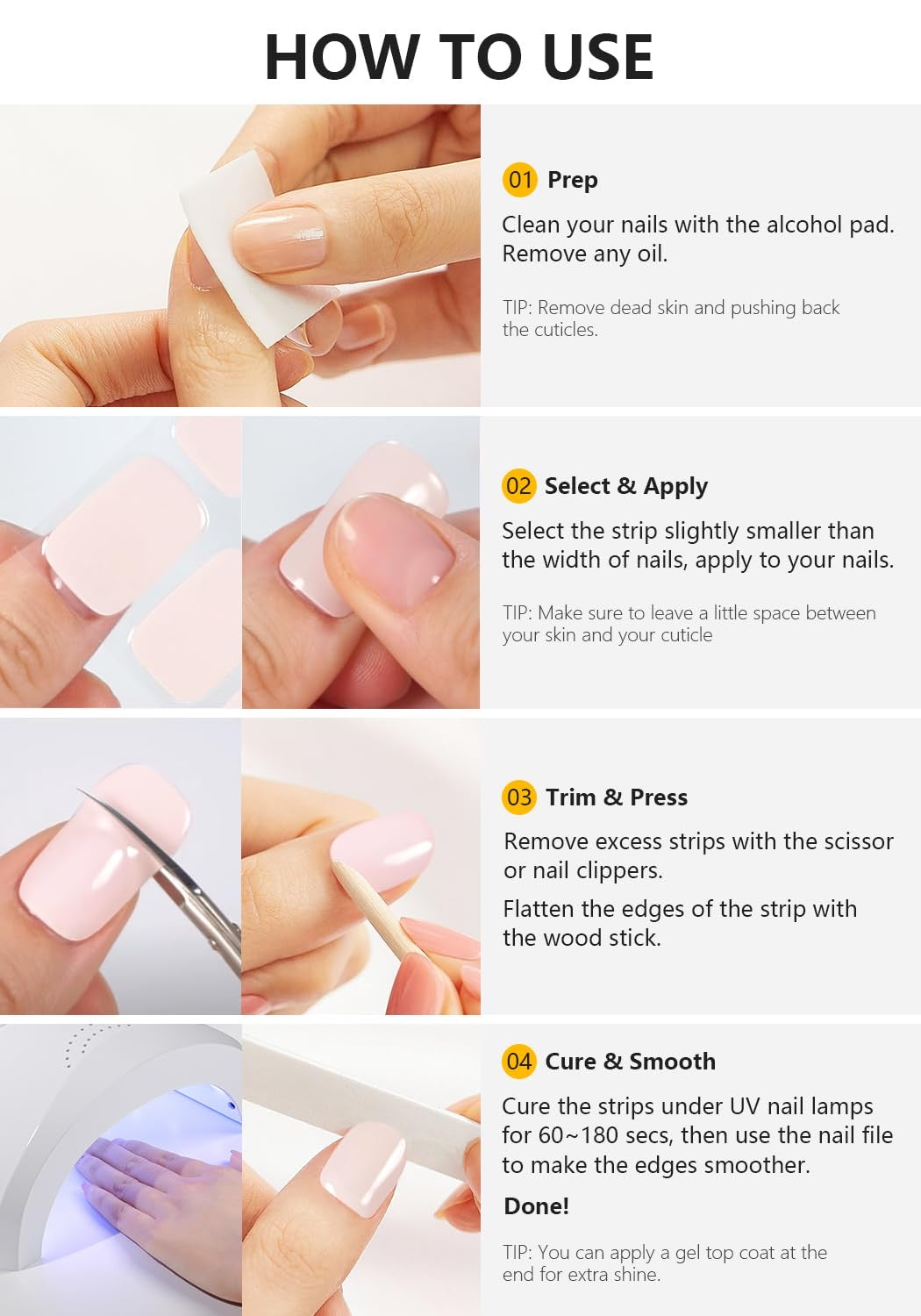 Oynx Black Gel Nails Strips