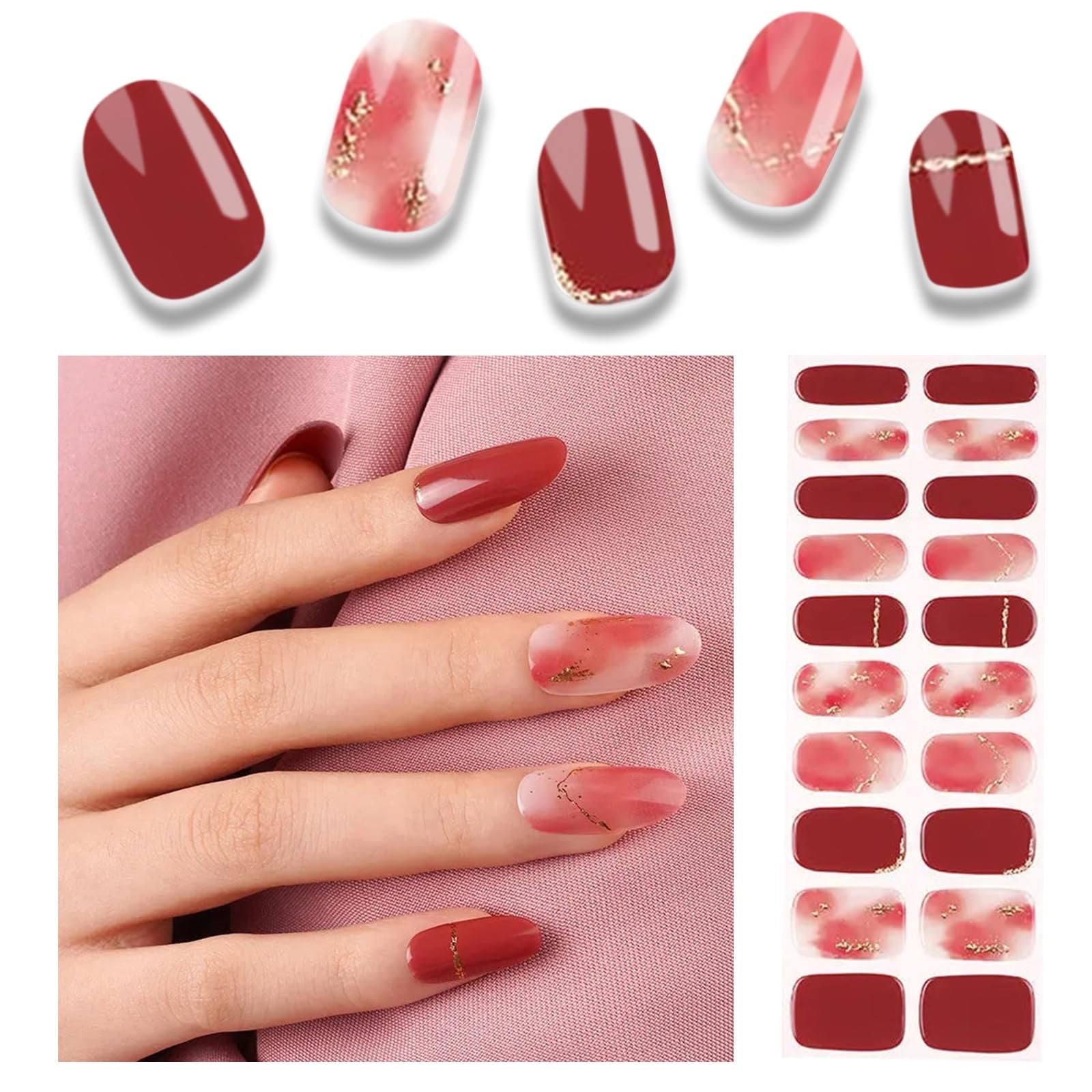 Flower red nails