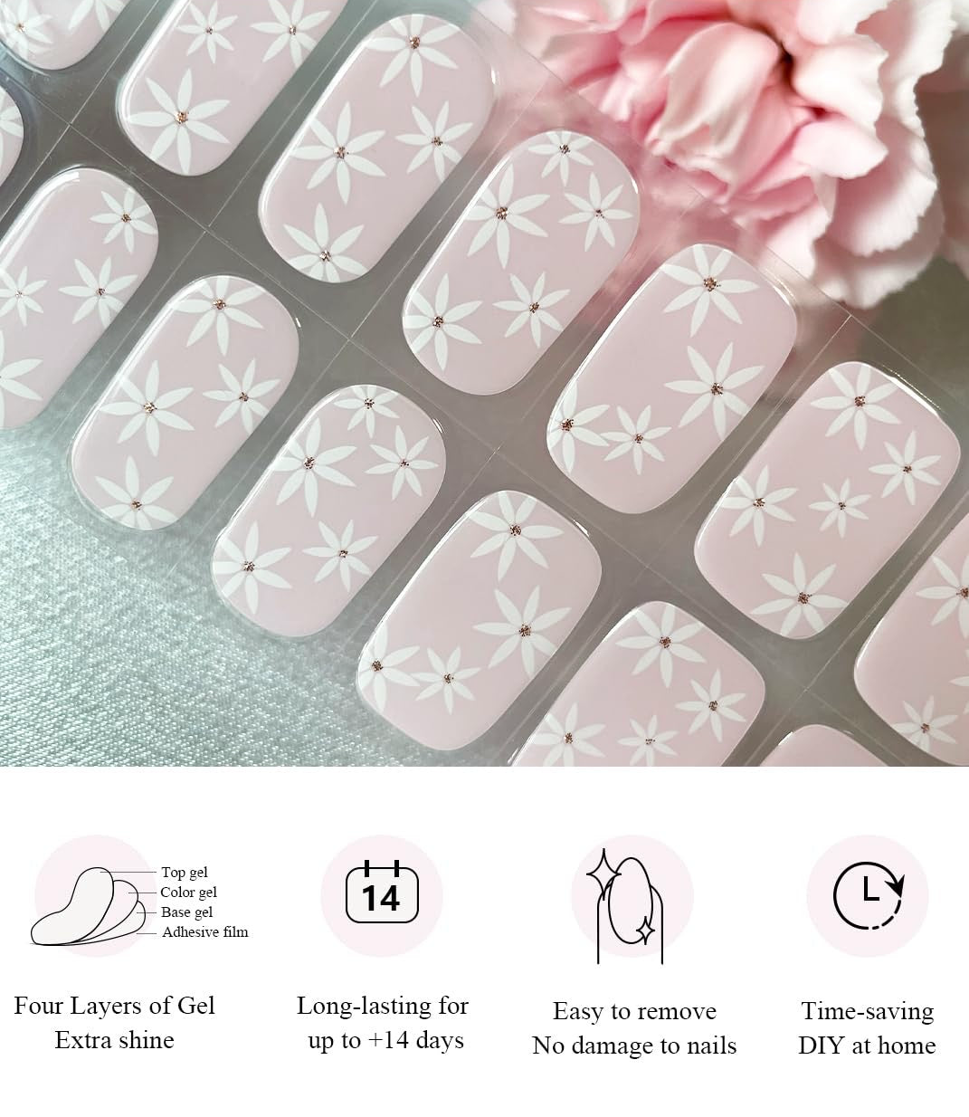 Polkadot pink Gel Nail Strips