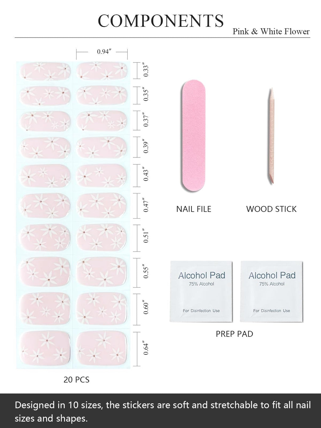 Polkadot pink Gel Nail Strips