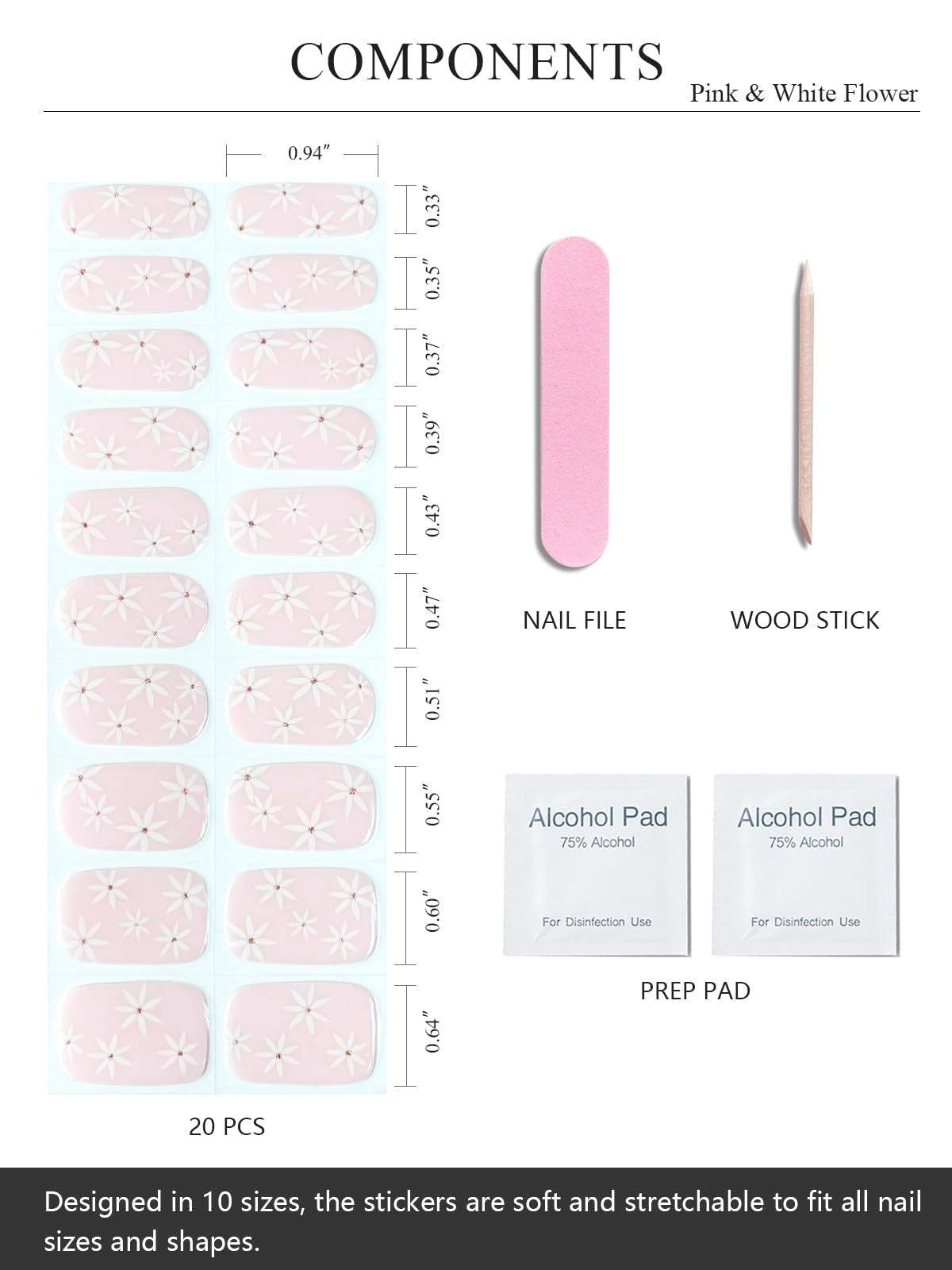 Polkadot pink Gel Nail Strips
