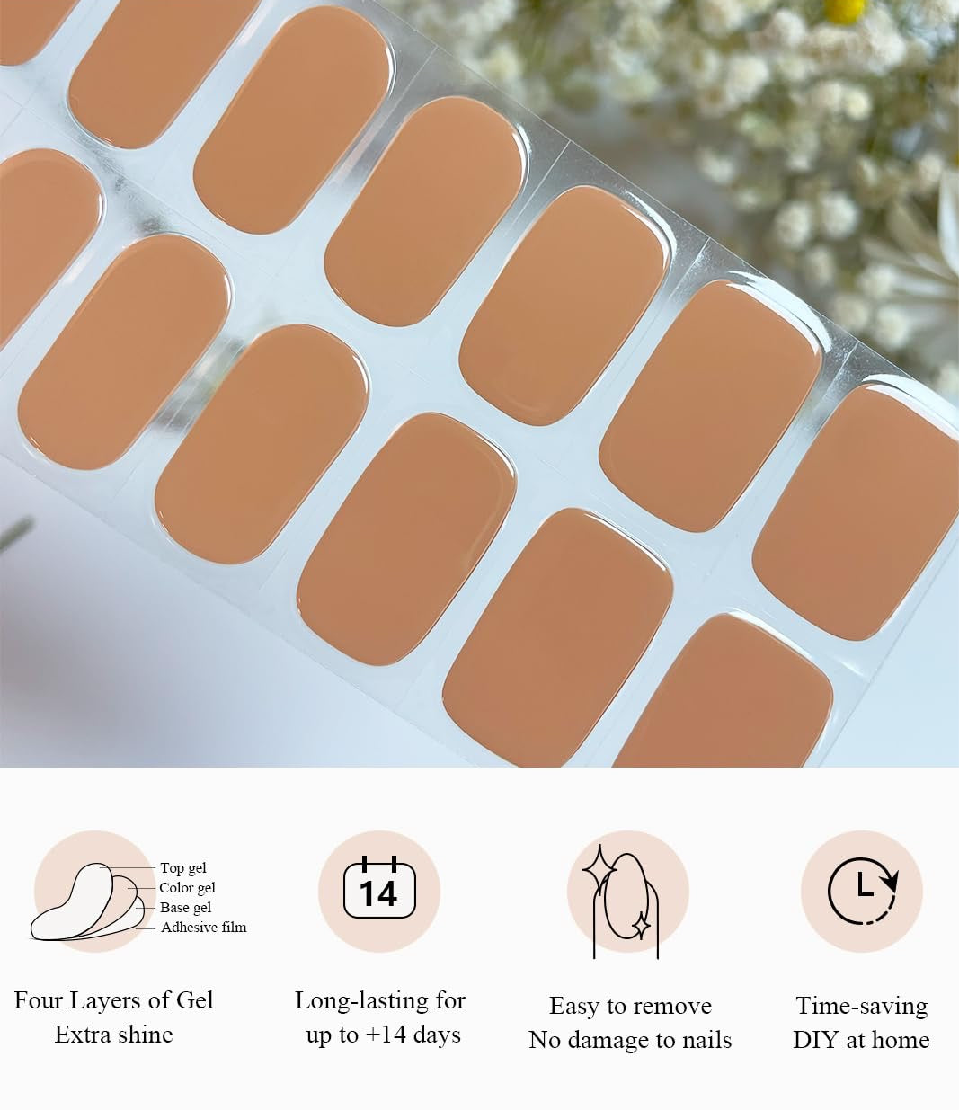 Sandy Brown Gel Nail Strips