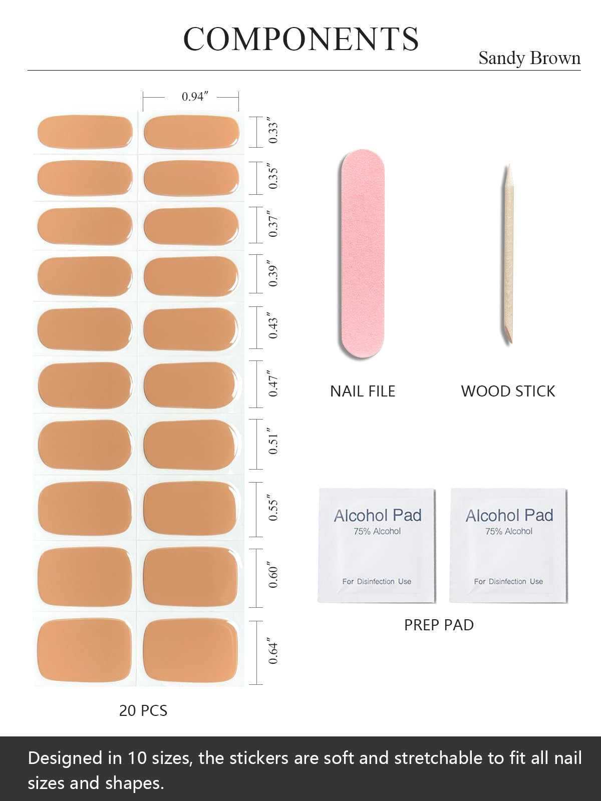 Sandy Brown Gel Nail Strips
