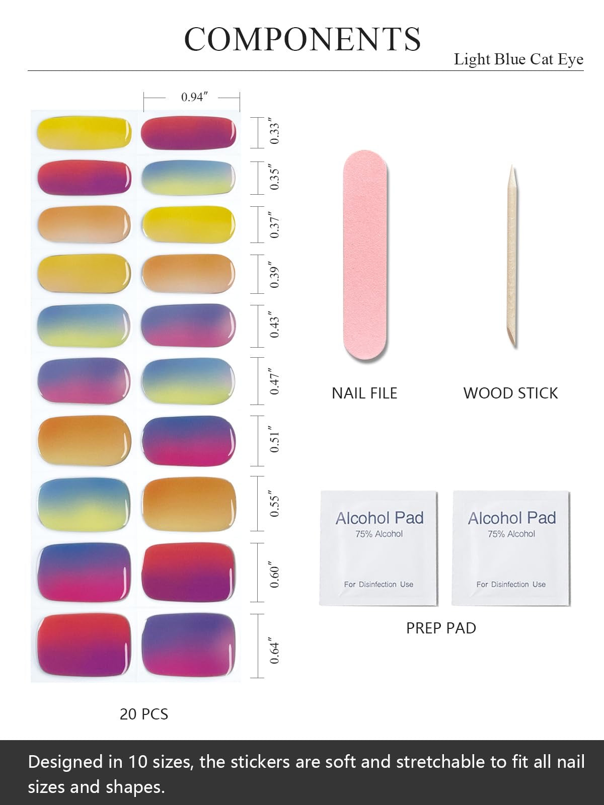 Rainbow Candy Gel Nail Strips