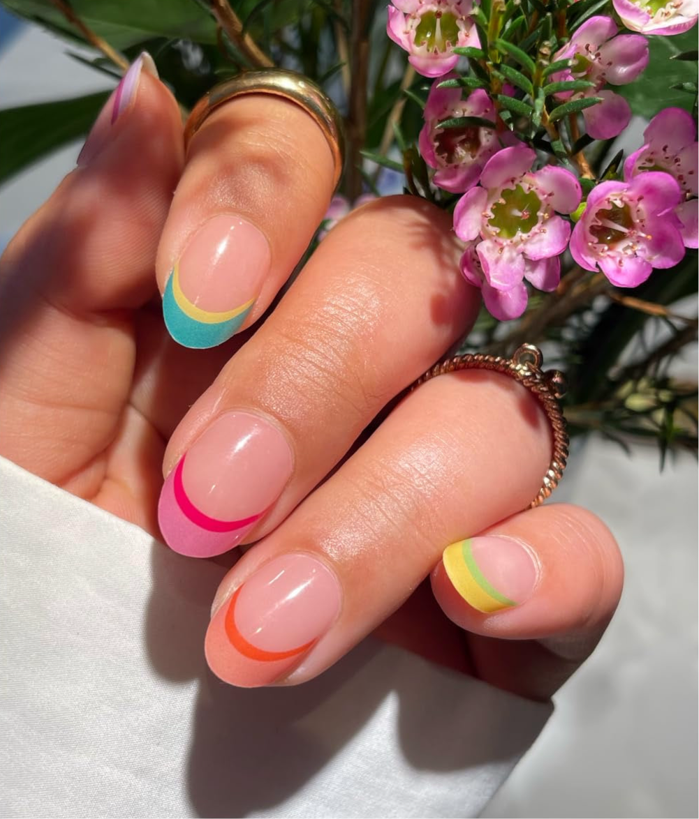 Pastel Mix French Tip Gel Nail Strips